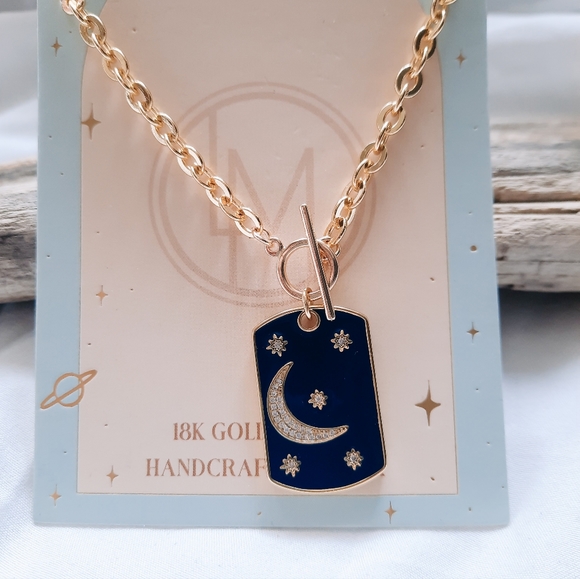 Gold plated 18k choker with moon - Picture 2 of 2